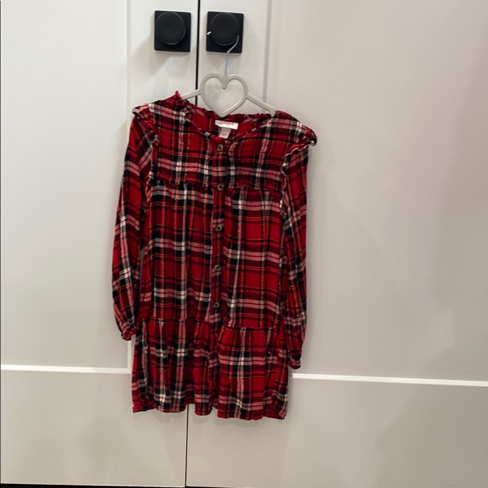 Chic Red Plaid Button-Up Dress